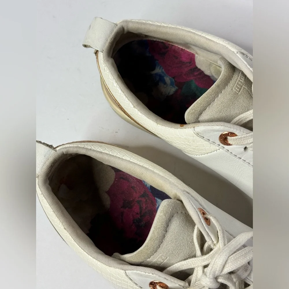 Ted Baker Kulei White Rose Gold Leather Sneakers